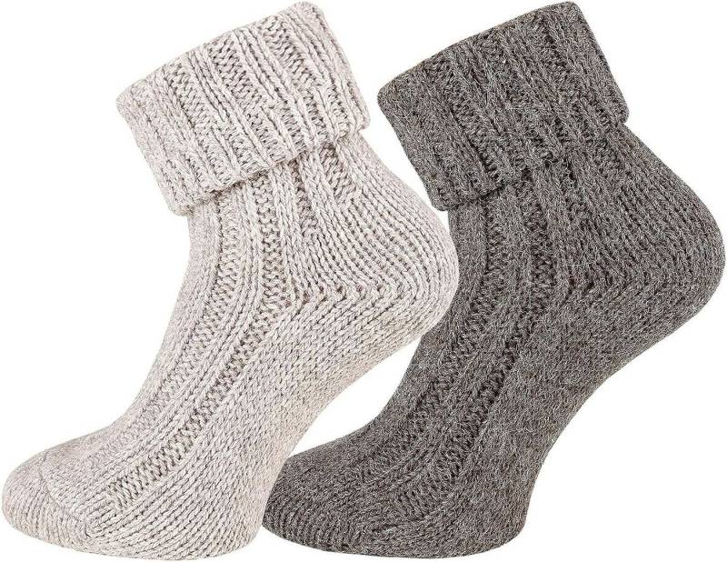 TippTexx 24 Umschlagsocken 2 Paar superweiche Kuschel Wollsocken mit Alpakawolle, Umschlag-Socken von TippTexx 24