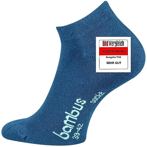 TippTexx 24 12 Paar Ökotex Sneakersocken Bambussocken, handgekettelte kurze Socken mit zusätzlicher Garantie (as3, numeric, numeric_35, numeric_38, regular, regular, Jeansblau, 35-38) von TippTexx 24