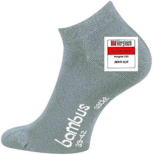 TippTexx 24 12 Paar Ökotex Sneakersocken Bambussocken, handgekettelte kurze Socken mit zusätzlicher Garantie (as3, numeric, numeric_47, numeric_50, regular, regular, Silbergrau, 47-50) von TippTexx 24