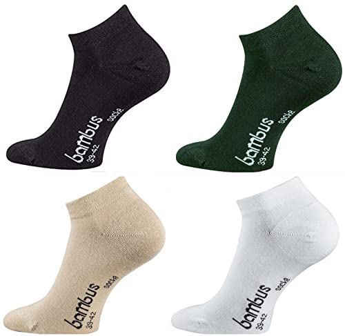 TippTexx 24 12 Paar Ökotex Sneakersocken Bambussocken, handgekettelte kurze Socken mit zusätzlicher Garantie (as3, numeric, numeric_35, numeric_38, regular, regular, Schwarz/Anthrazit/Beige/Weiß) von TippTexx 24