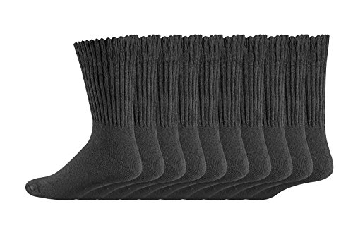 10 Paar Gesundheits-Sportsocken mit Komfortbund ohne Gummidruck Schwarz (Schwarz, 39/42) von TippTexx24