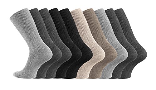 FussFreunde 10 Paar Packung Gesundheits-Socken ohne Gummidruck mit Anti-Loch-Versprechen (DE/NL/SE/PL, Numerisch, 35, 38, Regular, Regular, Farben sortiert) von FussFreunde