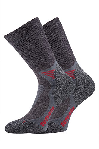 TippTexx24 2/4 Paar unisex Wandersocken,Trekkingsocken mit Merinowolle (35/38, Grau/Rot) von TippTexx24