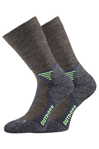 TippTexx24 2/4 Paar unisex Wandersocken,Trekkingsocken mit Merinowolle (39/42, Grau/Grün) von TippTexx24