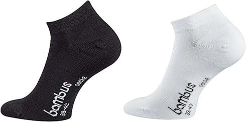 TippTexx 24 Unisex, 6/12 Paar Bambus Sneakersocken mit Garantie, Ökotex (Schwarz/Weiß, 47/50-6 Paar) von TippTexx 24