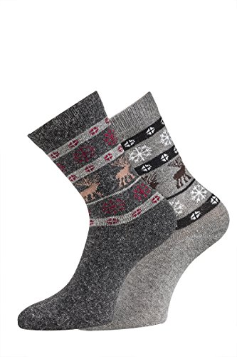 TippTexx 24 Alpakasocken, 2 Paar superweiche Socken, Skandinavien Style für Damen u Herren mit zusätzlicher Garantie (Anthrazit/Grau, 39/42) von TippTexx 24