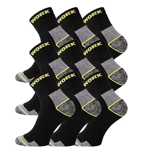 TippTexx 24 6/9 oder 12 Paar Kurzschaft Arbeits - Sneakersocken mit Anti-Loch-Versprechen (9 Paar Kurzsocken, 47-49) von TippTexx 24