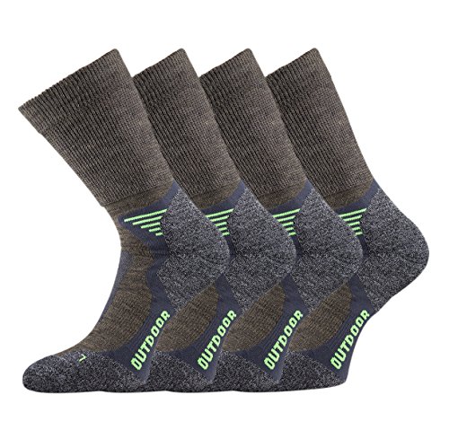 TippTexx24 2/4 Paar unisex Wandersocken,Trekkingsocken mit Merinowolle (43/46, Grau/Grün 4 Paar) von TippTexx24