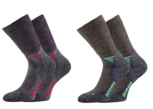 TippTexx24 2/4 Paar unisex Wandersocken,Trekkingsocken mit Merinowolle (43/46, Rot/Grün 4 Paar) von TippTexx24