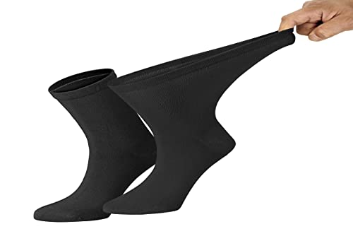 6 Paar Gesundheitssocken in Trichterform, EXTRA WEIT-BREIT mit zusätzlicher ANTI-LOCH-GARANTIE (Schwarz, 39-42) von TippTexx 24