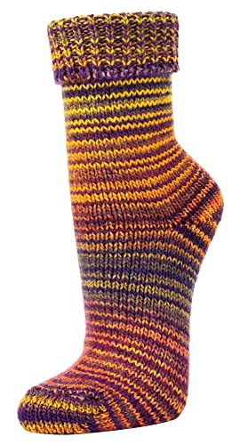 TippTexx 24 2 Paar wunderschöne, warme, kuschelige Socken mit Wolle im Skandinavien-Style mit Umschlag mit zusätzlicher Garantie (Gelb-Lila, 35-38) von TippTexx 24