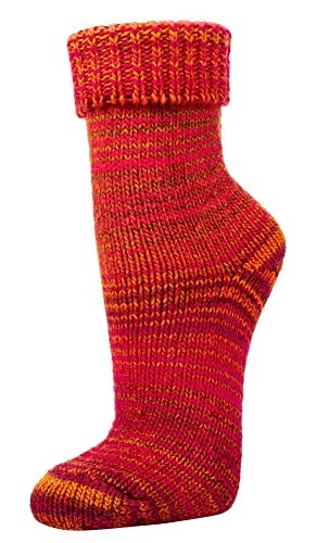 TippTexx 24 2 Paar wunderschöne, warme, kuschelige Socken mit Wolle im Skandinavien-Style mit Umschlag mit zusätzlicher Garantie (Orange-Pink, 35-38) von TippTexx 24