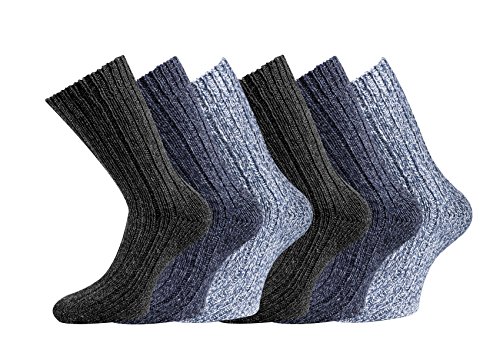 TippTexx24 3/6 Paar WASCHMASCHINENFESTE Norwegersocken in 3 Farbsortierungen zum VORTEILSPREISPREIS (43/46, 6x Schwarz/Dunkelbleu/Hellblau) von TippTexx24