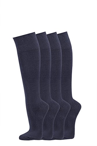 TippTexx24 3 Paar Kniestrümpfe mit Garantie. Schadstofffrei nach Ökotex100, Damen und Herren (Marine-Blau, 39/42) von TippTexx24