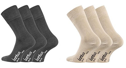 TippTexx 24 6 Paar seidige Bambus Socken, Geruchs-Killer mit Anti-Loch Garantie (as3, numeric, numeric_35, numeric_38, regular, regular, Schwarz/Beige) von TippTexx 24