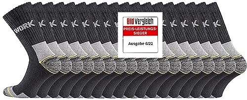 TippTexx 24 Robuste Arbeitssocken, Anti-Loch-Versprechen, 6/9/12/15/18 oder 21 Paar, verschiedene Längen (DE/NL/SE/PL, Numerisch, 51, 54, Regular, Regular, Schwarz 18 Paar) von TippTexx 24