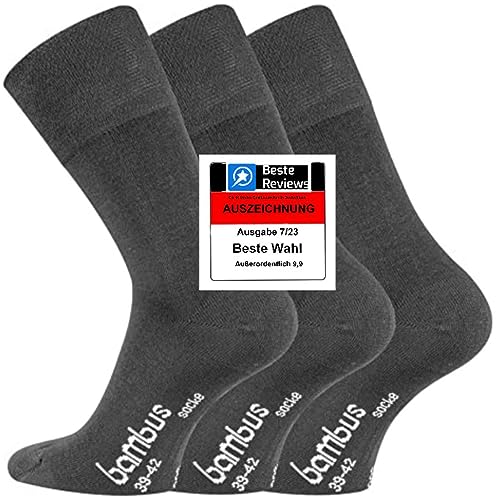 TippTexx 24 6 Paar seidige Bambus Socken, Geruchs-Killer mit Anti-Loch Garantie (as3, numeric, numeric_47, numeric_50, regular, regular, Anthrazit) von TippTexx 24