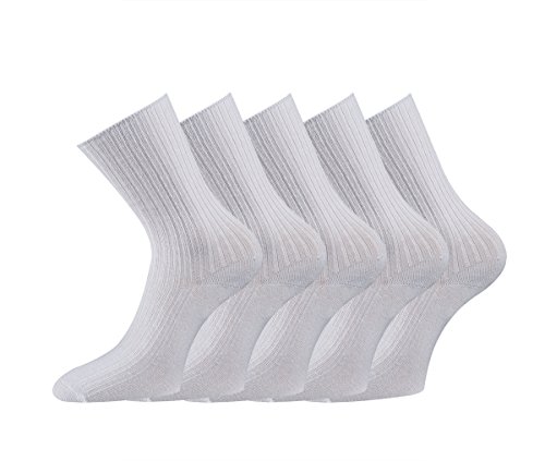 TippTexx 24 20 Paar unisex Arzt- Schwesternsocken ohne Gummidruck und Anti-Loch-Versprechen (Weiß, 43-46 von TippTexx 24