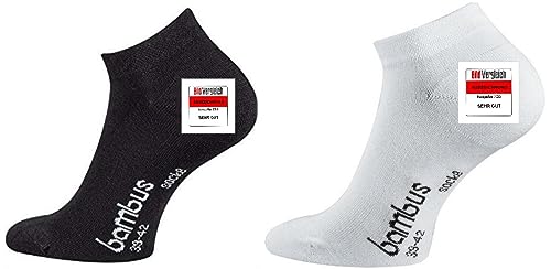 TippTexx 24 12 Paar Sneakersocken Bambussocken, handgekettelte kurze Socken (as3, numeric, numeric_43, numeric_46, regular, regular, Schwarz/Weiß, 43-46) von TippTexx 24