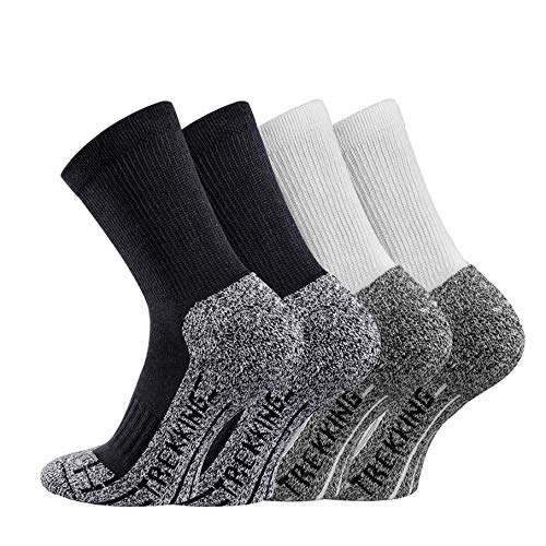 TippTexx24 Trekkingsocken, 4 Paar Trekking Socken Coolmaxsocken, 2X Black 2X White, 39/42 von TippTexx24