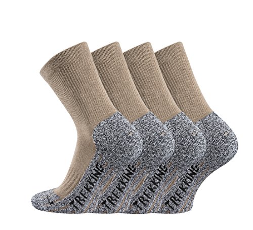 TippTexx24 Trekkingsocken, 4 Paar Trekking Socken Coolmaxsocken, Beige, 35/38 von TippTexx24