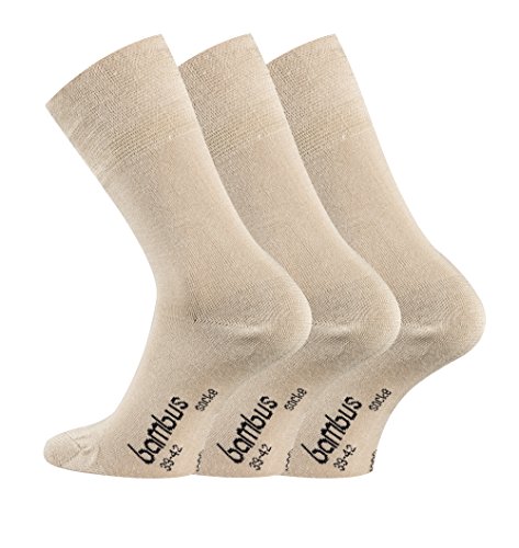 TippTexx24 Unisex Bambussocken,Socken,Öekotex Geruchs-Killer u zusätzliche Garantie (39/42-9Paar,Beige) von TippTexx24