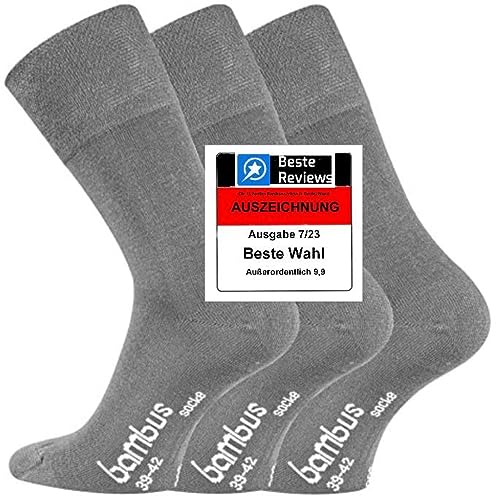 TippTexx 24 6 Paar seidige Bambus Socken, Geruchs-Killer mit Anti-Loch Garantie (as3, numeric, numeric_43, numeric_46, regular, regular, Mittelgrau) von TippTexx 24