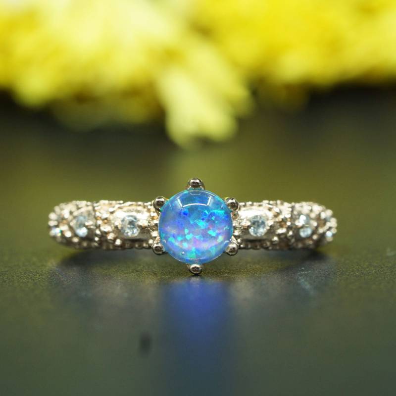 Roher Opal Ring Rosegold Sterling Silber, Cz Diamant Akzent von TiramisuJewelry