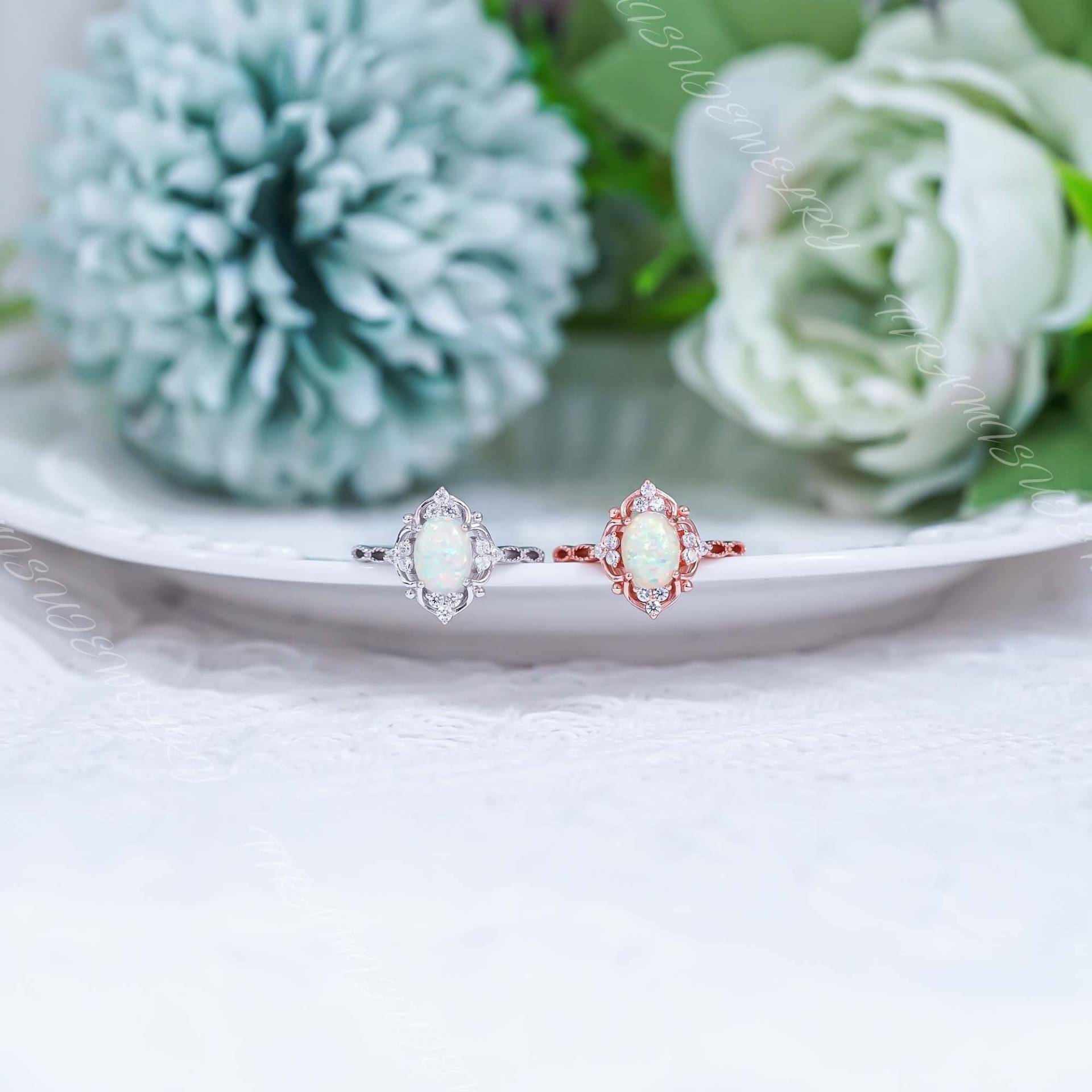 sterling Silber Opal Ring Roségold, Cz Diamant, Verstellbar - Oktober Geburtsstein sterling Silber Opal Ring Roségold, Cz Diamant, Verstellbar - Oktober Geburtsstein von TiramisuJewelry