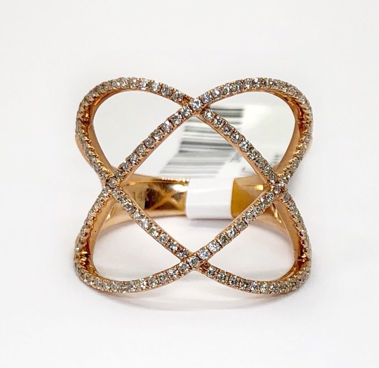 14 K Rose Gold 0, 49 Ct Diamant Frauen Weit Offenen Ringgröße 6, 75 von Tirazisjewelers