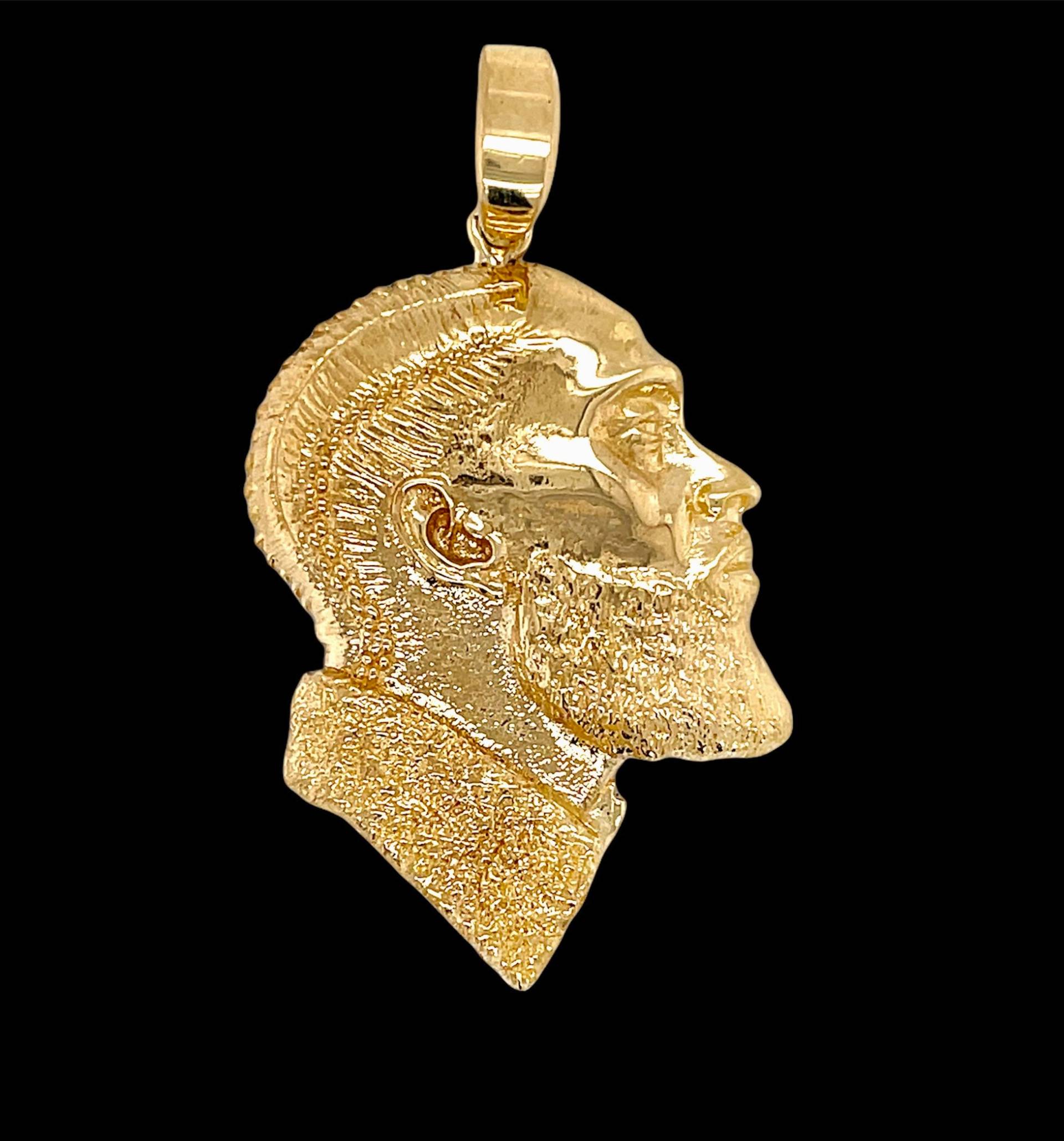 Mens 14K Solid Gelb Gold Nipsey Hussle Kopf Gesicht Anhänger 1, 5 Zoll von Tirazisjewelers