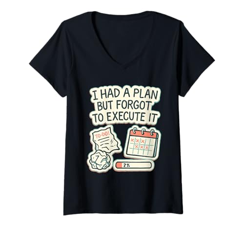 Damen Neurodivergent Humor ADHS Meme Executive Dysfunction Rage T-Shirt mit V-Ausschnitt Damen Neurodivergent Humor ADHS Meme Executive Dysfunction Rage T-Shirt mit V-Ausschnitt von Tired And Wired Cognitive Diversity Therapy Humor