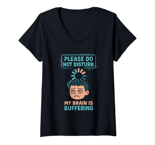 Damen Neurodivergent Humor ADHS Meme Executive Dysfunction Rage T-Shirt mit V-Ausschnitt von Tired And Wired Cognitive Diversity Therapy Humor