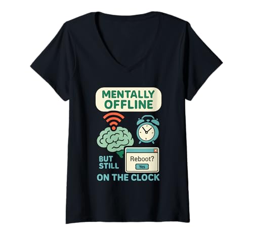 Damen Neurodivergent Humor ADHS Meme Executive Dysfunction Rage T-Shirt mit V-Ausschnitt von Tired And Wired Cognitive Diversity Therapy Humor