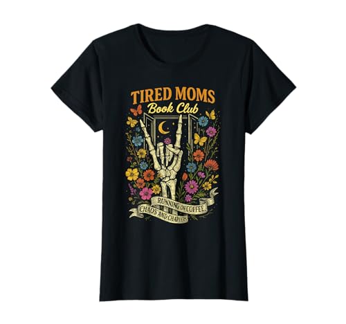 Damen Lustiger Retro-Buchwurm für Mütter, Leser, Kaffee T-Shirt Damen Lustiger Retro-Buchwurm für Mütter, Leser, Kaffee T-Shirt von Tired Moms Book Club Coffee Chaos and Chapters