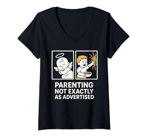 Damen Funny Mom Sarkastic Dad Real Parenting Humor Millennial Mom T-Shirt mit V-Ausschnitt von Tired Parent Burnout Millennial Parenting Life