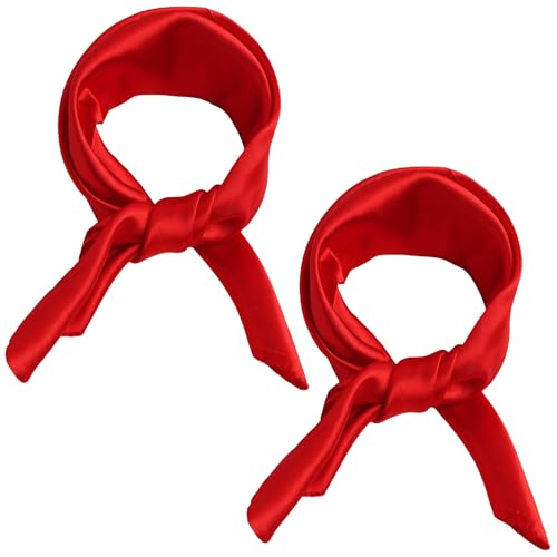 2 Stück Damen Seidentuch Rot, Leicht Seidenschal Kopftuch Bandana Halstuch Damenschal Elegante Vielseitiges Vintage Rotes Tuch Seidentuch Haare Geschenk für Frauen Zubehör 60 x 60 cm von Tiryns