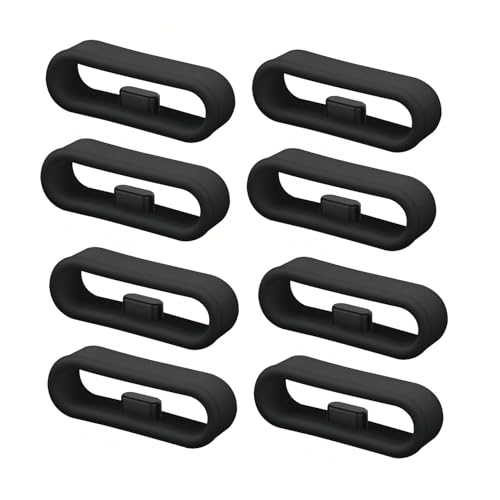8 Stück Uhrenarmband Schlaufe, 18mm Silikon Verschlussring Kompatibel mit Garmin Vivoactive 3, Fenix 5s, Vivomove, Forerunner Schlaufen für Armband Ersatz-Ringe Halter Gummi Schwarz von Tiryns
