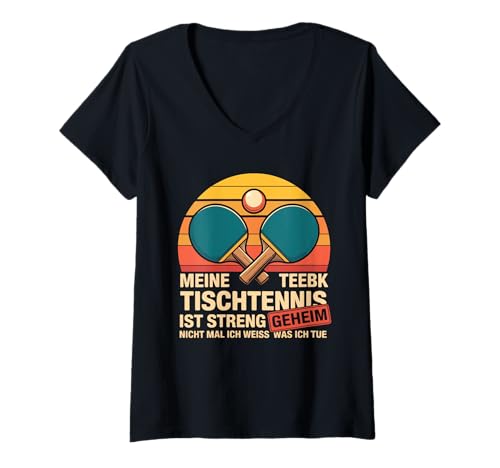 Damen Meine Tischtennis Technik Ist Geheim T-Shirt mit V-Ausschnitt Damen Meine Tischtennis Technik Ist Geheim T-Shirt mit V-Ausschnitt von Tischtennis Humor Lustig Geschenkidee