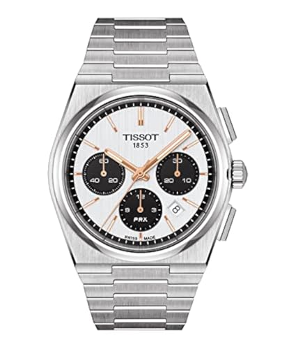 TISSOT Herren T1374271101100 PRX Automatik Chronograph Weiß Zifferblatt, Weiss/opulenter Garten, Chronograph von Tissot