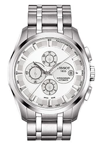 TISSOT Herren T-Trend Couturier Automatik Chronograph 43 mm Silber Saphirglas Legierter Stahl Schnalle 24 mm 15 mm 233 g 100 m Wasserdicht Chronograph Sport Männer Uhr 7611608257913 von Tissot