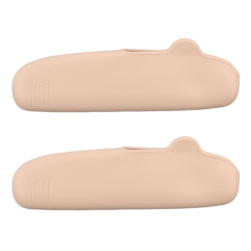 2 Stück Silikon Makeup Taschen, wasserdichte Weiche Reise Kosmetiktaschen, Tragbar Niedlich Kleiner Makeup Pinsel Organisator, Waschbare Reise Kosmetiktasche für Frauen Mädchen (Kaffee) von Tissting