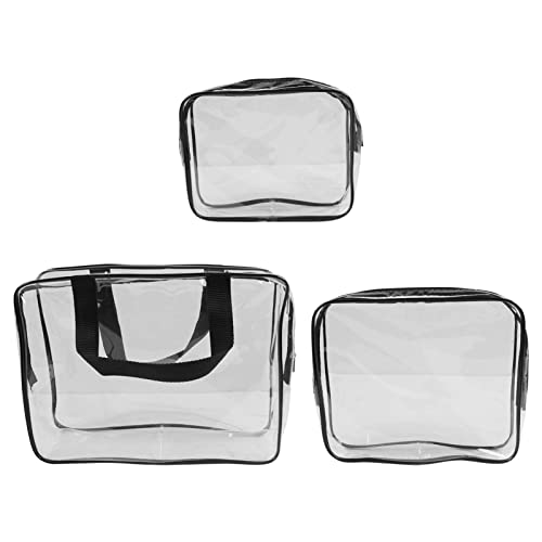 3 Stück Transparente Kulturtasche für Damen, 30cm 24cm 18cm Wasserdichter PVC Reise Waschtasche mit Reißverschlussgriff, Tragbare Kosmetiktasche Make-up Tasche von Tissting
