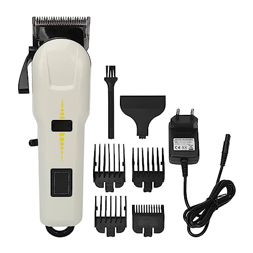 Elektrische Haarschneidemaschine mit LED Anzeige, USB Wiederaufladbarer Haarschneider mit 4 Führungskämmen für Männer Grooming Kit für Haare, Gesicht, Bartentfernung (EU Stecker 110–240V) von Tissting