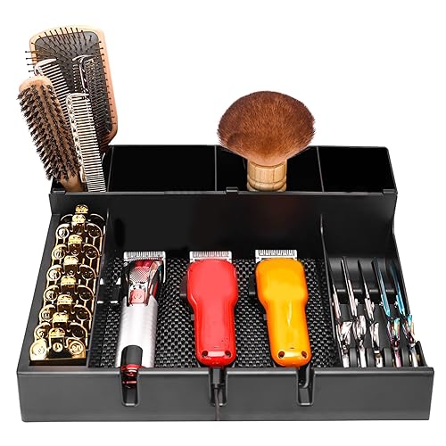 Friseur Clipper Tablett, Anti Rutsch Friseur Clipper Organizer, Corded Clippers Halter für Friseure, Salon Station Haarschnitt Werkzeuge Keeper(38x30x11cm/14,96x11,81x4,33 Zoll) von Tissting