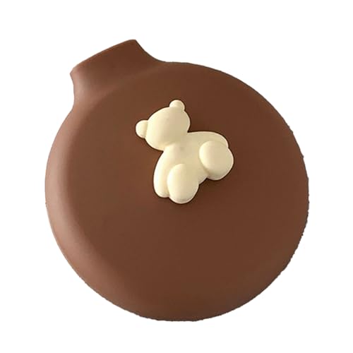 Faltbare Haarbürste mit Reise Spiegel, 7,5cm Runde Mini Klappkamm Süßes Bären Deko Tragbar Reisekissen Haar Bürste für Männer Frauen und Mädchen (Curry) von Tissting