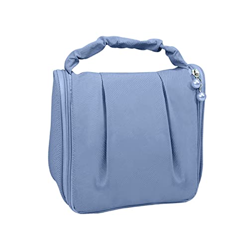 Kulturtasche für Damen, 21 x 21 x 10 cm Kleine wasserdichte Polyester Waschtasche mit Zip und Griff, Einfacher Modestil Reise Kosmetiktasche Make-up Tasche(Blau) von Tissting