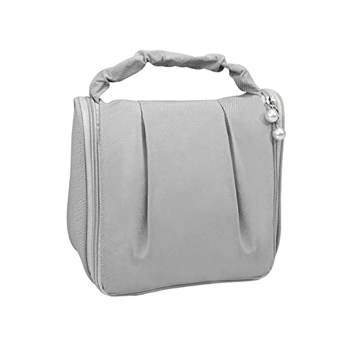 Kulturtasche für Damen, 21 x 21 x 10 cm Kleine wasserdichte Polyester Waschtasche mit Zip und Griff, Einfacher Modestil Reise Kosmetiktasche Make-up Tasche(Grau) von Tissting