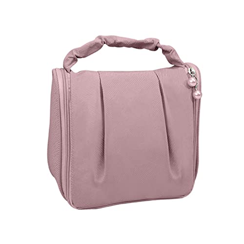 Kulturtasche für Damen, 21 x 21 x 10 cm Kleine wasserdichte Polyester Waschtasche mit Zip und Griff, Einfacher Modestil Reise Kosmetiktasche Make-up Tasche(Rosa) von Tissting