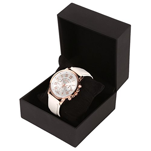 Tissting PU Leather Uhrenbox, Watch Case Single PU Watch Display Box mit abnehmbarem Kissen tragbare Uhr Aufbewahrungskoffer Organizer Armbandhalter für Männer Frauen von Tissting